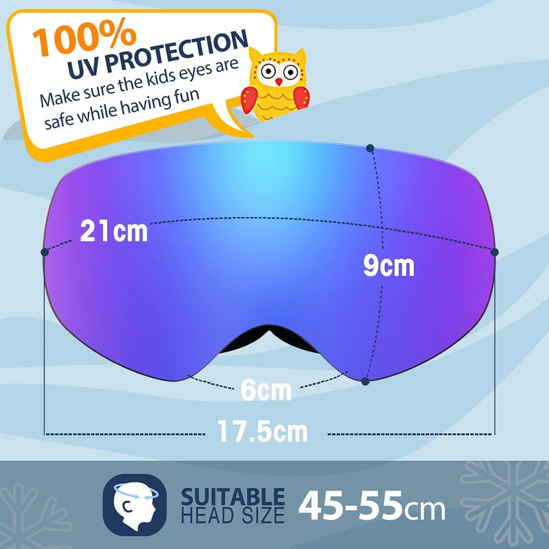 LOEO Kids Ski Goggle, Snow Ski Goggles for Kids Youth Teens Boys and Girls from 5-14 - Image 3