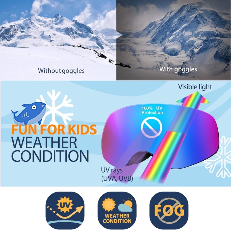 LOEO Kids Ski Goggle, Snow Ski Goggles for Kids Youth Teens Boys and Girls from 5-14 - Image 5