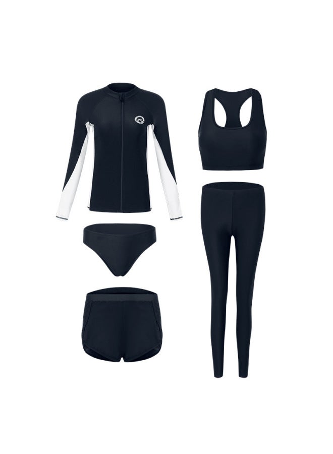Couple's Long-sleeved Pants Suit Diving Suit Color Matching Belly Cover Slim Conservative Fashion Europe, America, Japan And South Korea Men And Women