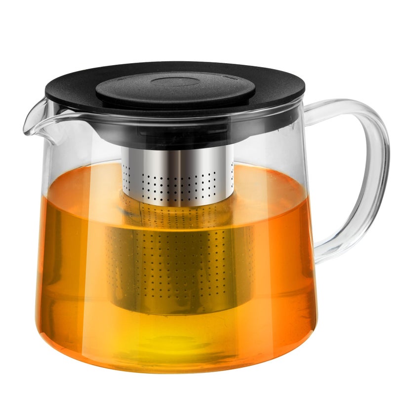 Glass Teapot 51oz1500ml with Removable Stainless Steel Infuser Tea pot Heatproof Borosilicate Glass Tea Make Stovetop Safe Glass Tea Kettle for Loose and Blooming Leaf Tea