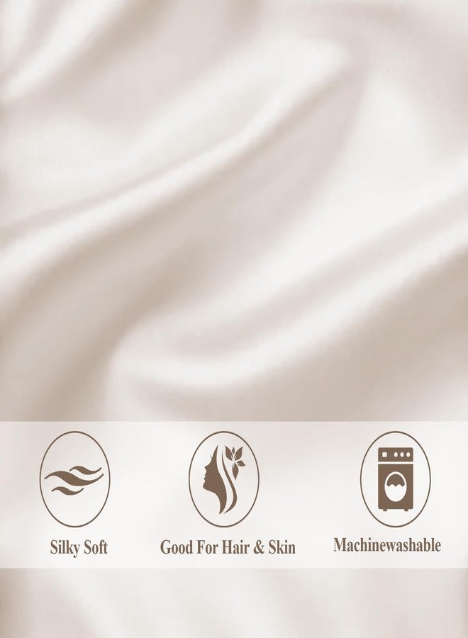 Vielit King Satin Pillowcase for Hair 2pc,Similar to Silk Pillow Cases,Easier Care Than Silk Pillowcase Gifts for Women Men,Beige,20x36 & Envelope Closure and 2 Satin Scrunchies - Image 5