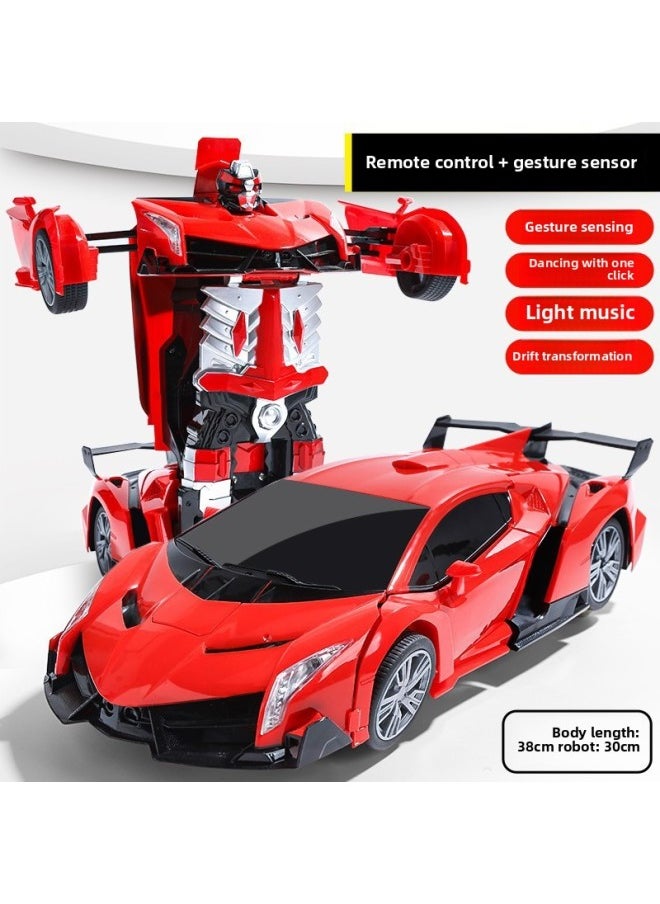 Generic - Gesture Induction Deformation Remote Control Car Children's Large Charging Racing King Kong Robot Boy Voice Control Toy-Color:Upgraded To 3 Sets Of Batteries (135 Minutes Of Battery Life + Lifetime Warranty + Remote Control Screwdriver) - Large 28cm - Red - Gadi [remote Control + Gesture + Voice + - Image 1