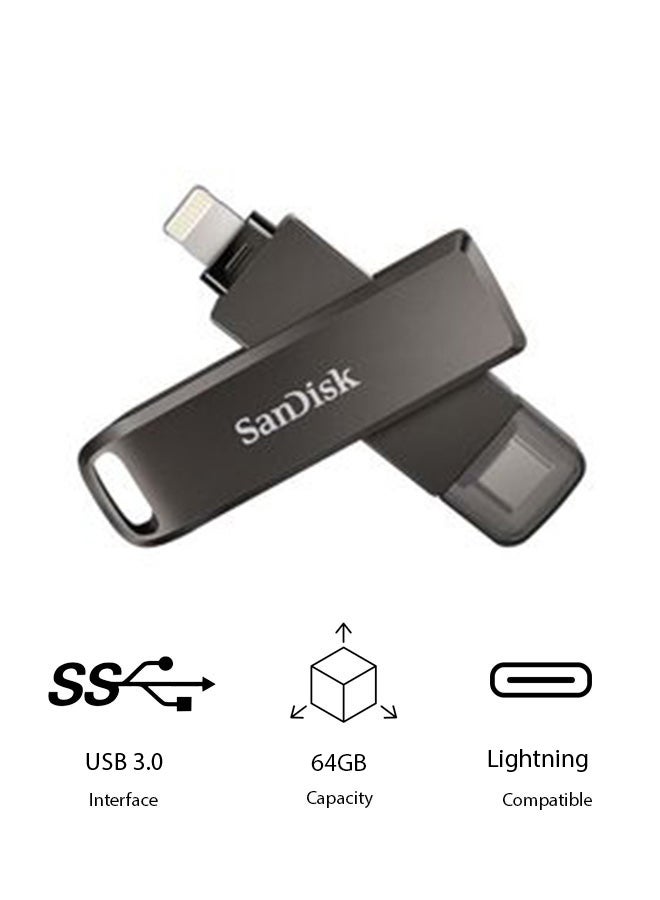 64 GB iXpand Flash Drive Luxe - USB-TypeC + Lightning - for iPhone, iPad, Mac,Read Speed 70 Gbps, devices including Android SDIX70N-064G-GN6NN - Image 1