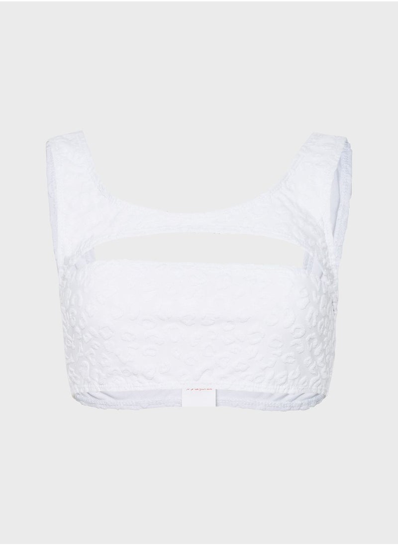 Missguided - Jaquard Cut Out Bikini Top - Image 1