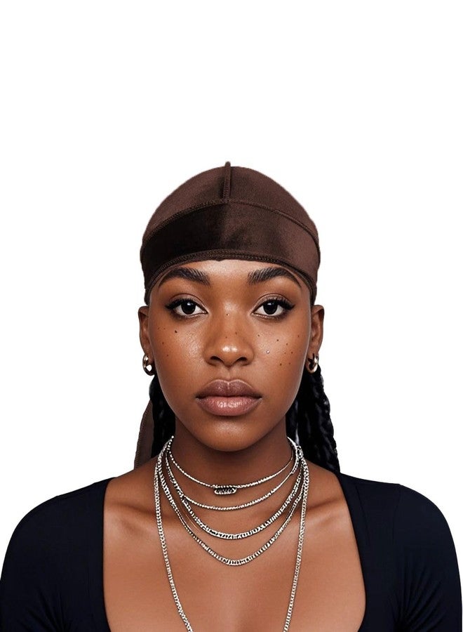 ForceWave Velvet Durag for Men Wave Cap Premium Dorag for Men Women 360 Wave (Brown) - Image 2