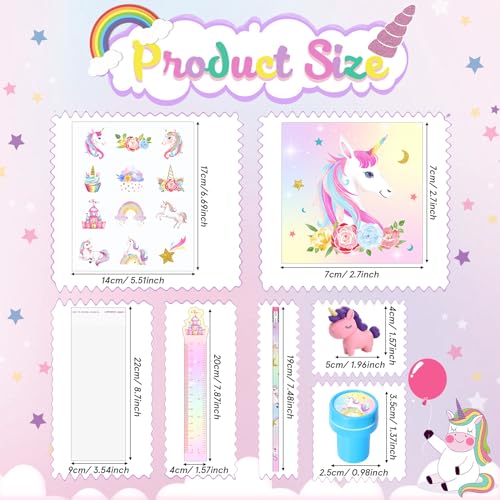 PerKoop 168 Pcs Unicorn Valentines Day Favors Unicorn Goodie Favor Bags with Mini Notebook Pencil Sticker Stamp Pastel Rainbow Birthday Decor Prizes Gifts Goody Favors Bag Piata Fillers Supplies - Image 5