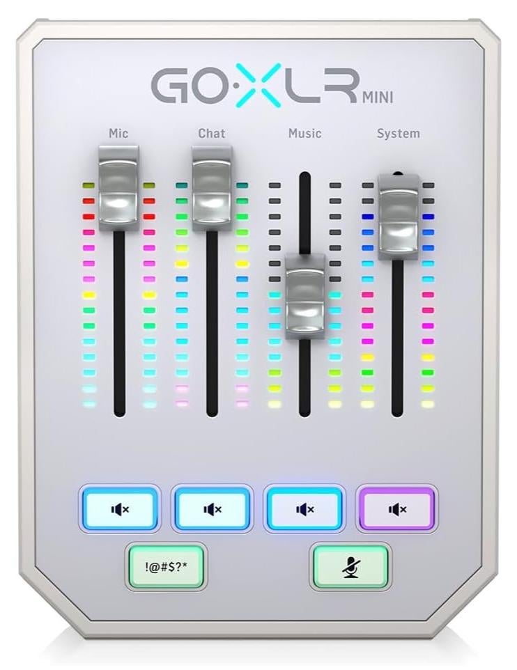 TC Helicon GoXLR MINI-WH Online Broadcast Mixer with USB/Audio Interface and Midas Preamp - Image 1