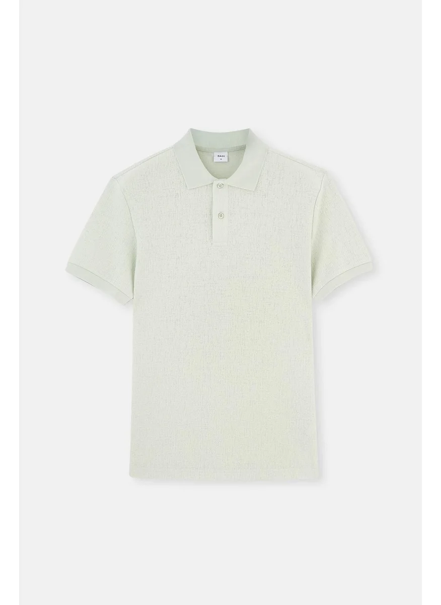 داجي Light Mint Foam Jacquard Polo Neck T-Shirt