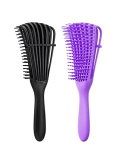 2 Pack Detangling Brush For Natural Hair - Detangler Brush For Natural Kinky Wavy Hair Curly Hair Afro 3A To 4C Texture,Faster Easier Detangle Wet/Dry Hair With No Pain