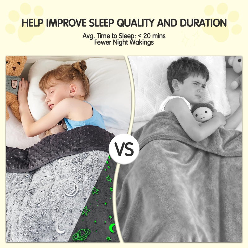 yescool Weighted Blanket 7 Pounds Weighted Lap Blanket, Glow in The Dark Star Heavy Blanket, Warm Minky Weighted Throw Blanket Gift for 60-80lbs, 40"x60" - Image 2