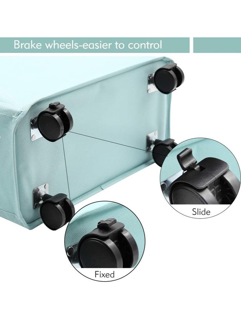 SYOSI - 42L Rolling Slim Laundry Basket with Handle on Wheels, Foldable Hamper, Collapsible Sorter and Organizer, Tall Storage Bin (Light Blue) - Image 1
