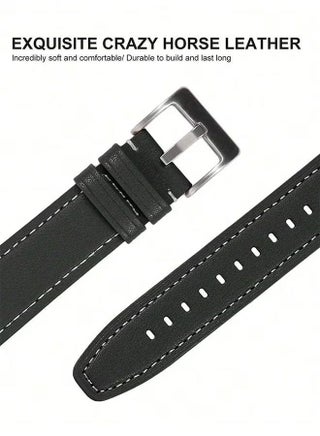 Huawei Watch Band Leather Strap, Straps Compatible with Huawei Watch 46MM GT5/GT4/GT3/GT3 Pro/GT2/GT2e/GT/GT Runner,Huawei Watch 4/4 Pro/3/3 Pro,Honor Watch 4 Pro/GS3/Magic Watch 2,Leather Band for Men, Women,22mm Band Width, Elegant Design, 1 Piece(Black) - view 4