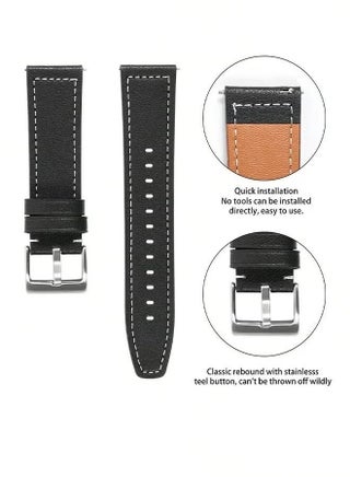 Huawei Watch Band Leather Strap, Straps Compatible with Huawei Watch 46MM GT5/GT4/GT3/GT3 Pro/GT2/GT2e/GT/GT Runner,Huawei Watch 4/4 Pro/3/3 Pro,Honor Watch 4 Pro/GS3/Magic Watch 2,Leather Band for Men, Women,22mm Band Width, Elegant Design, 1 Piece(Black) - view 5