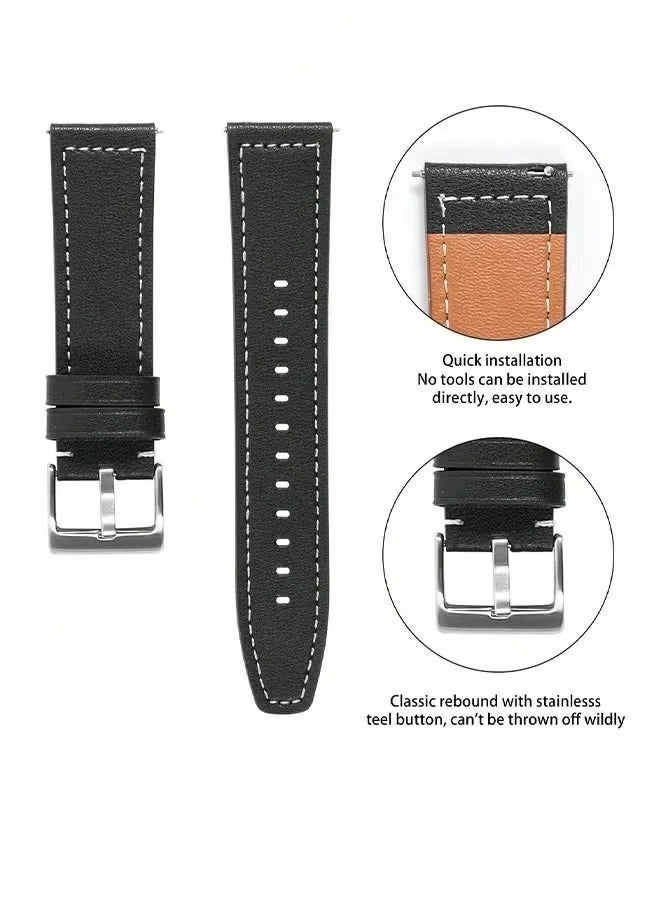 Nova future Huawei Watch Band Leather Strap, Straps Compatible with Huawei Watch 46MM GT5/GT4/GT3/GT3 Pro/GT2/GT2e/GT/GT Runner,Huawei Watch 4/4 Pro/3/3 Pro,Honor Watch 4 Pro/GS3/Magic Watch 2,Leather Band for Men, Women,22mm Band Width, Elegant Design, 1 Piece(Black) - Image 5