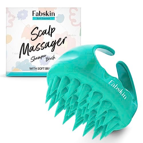 FABSKIN Hair Scalp Massager Shampoo Brush with Soft Silicone Bristles I Anti Dandruff, Exfoliating with Scalp Care (Aqua Green) - Image 1