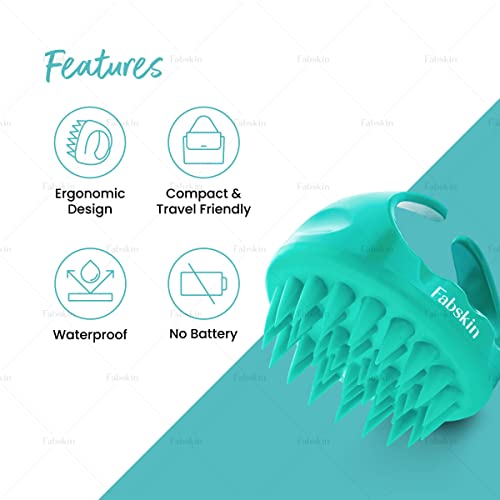 FABSKIN Hair Scalp Massager Shampoo Brush with Soft Silicone Bristles I Anti Dandruff, Exfoliating with Scalp Care (Aqua Green) - Image 3