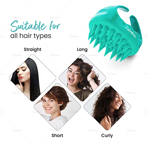 FABSKIN Hair Scalp Massager Shampoo Brush with Soft Silicone Bristles I Anti Dandruff, Exfoliating with Scalp Care (Aqua Green) - Image 4