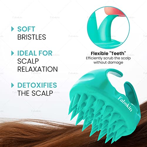 FABSKIN Hair Scalp Massager Shampoo Brush with Soft Silicone Bristles I Anti Dandruff, Exfoliating with Scalp Care (Aqua Green) - Image 2