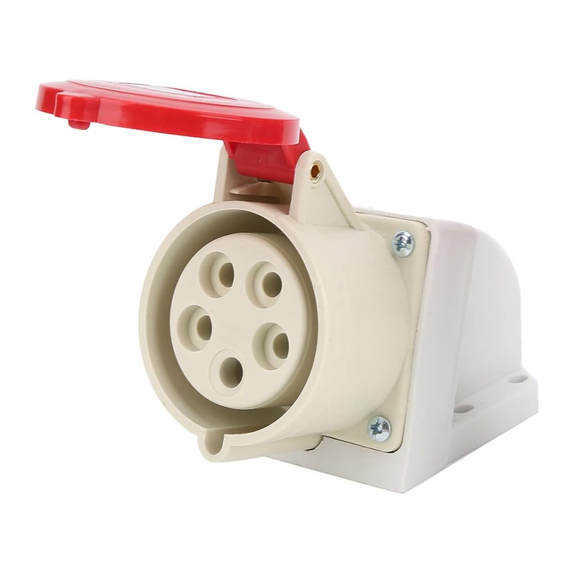 32A 5Pin Industrial Socket 3 Phase Wall Mount, IP44 Waterproof, 380-415V, 3P + N + E - Durable PA66 Insulation, Cover, Ideal for Industrial and Outdoor Use - Image 4