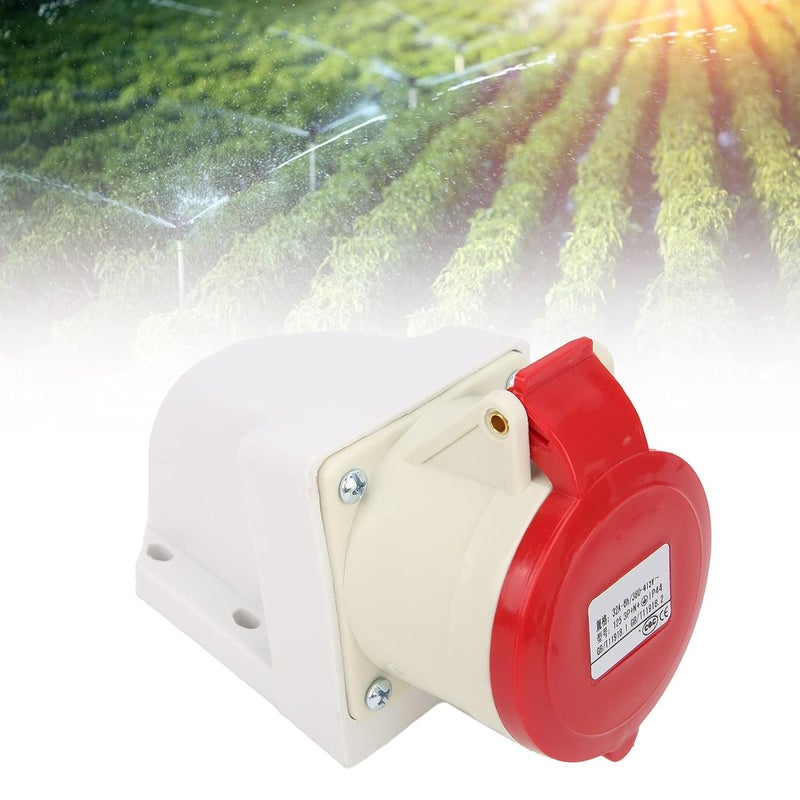 32A 5Pin Industrial Socket 3 Phase Wall Mount, IP44 Waterproof, 380-415V, 3P + N + E - Durable PA66 Insulation, Cover, Ideal for Industrial and Outdoor Use - Image 2