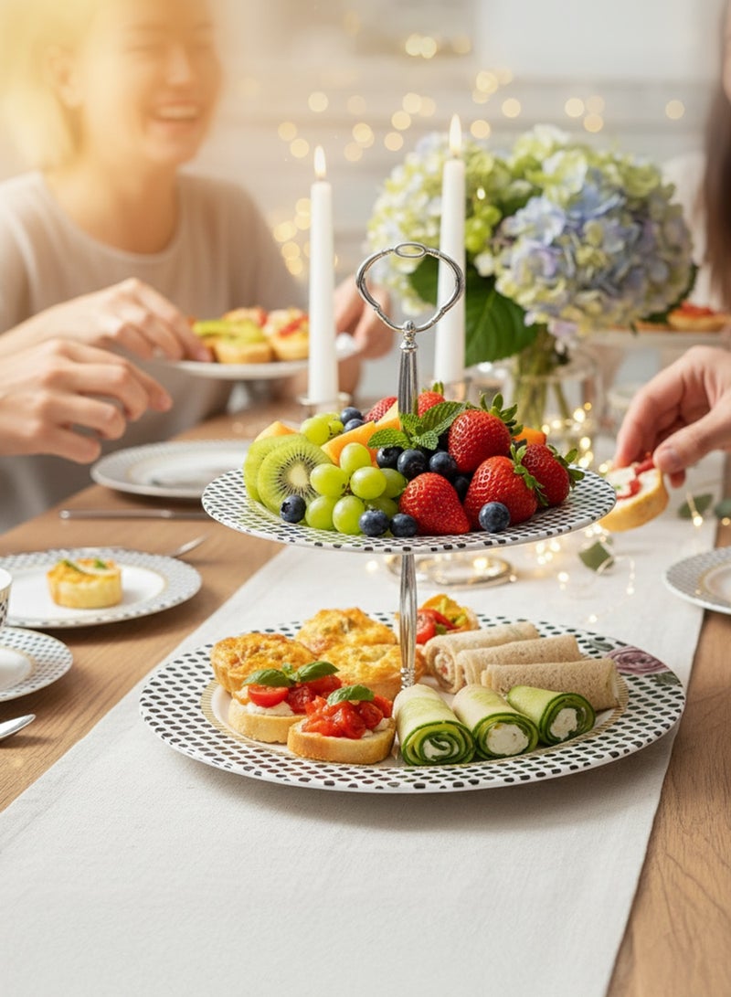 EDESSA حامل كعكة EDESSA بورسلين وردي سيراميك ذو طبقتين 20 و 27 سم - حامل عرض جميل ومتعدد الاستخدامات لتقديم الكعك الرائع - Image 2