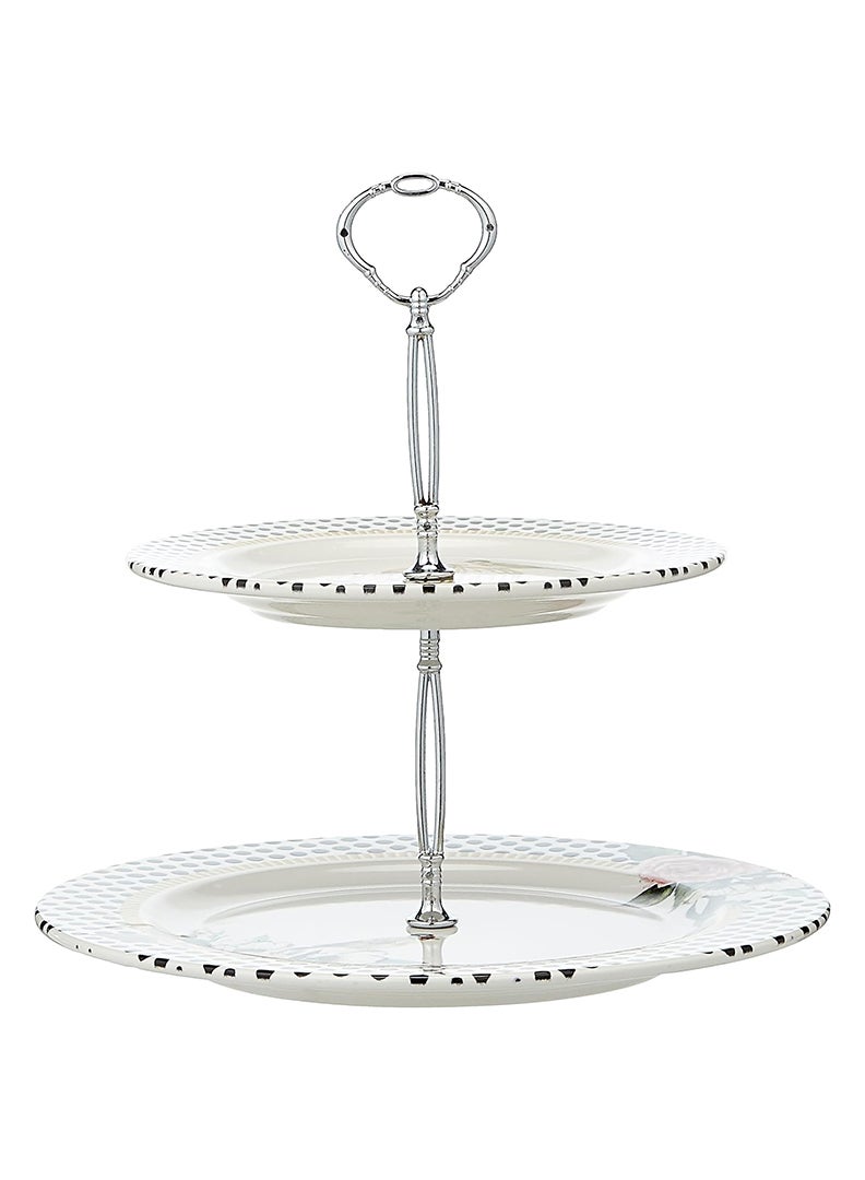 EDESSA حامل كعكة EDESSA بورسلين وردي سيراميك ذو طبقتين 20 و 27 سم - حامل عرض جميل ومتعدد الاستخدامات لتقديم الكعك الرائع - Image 5