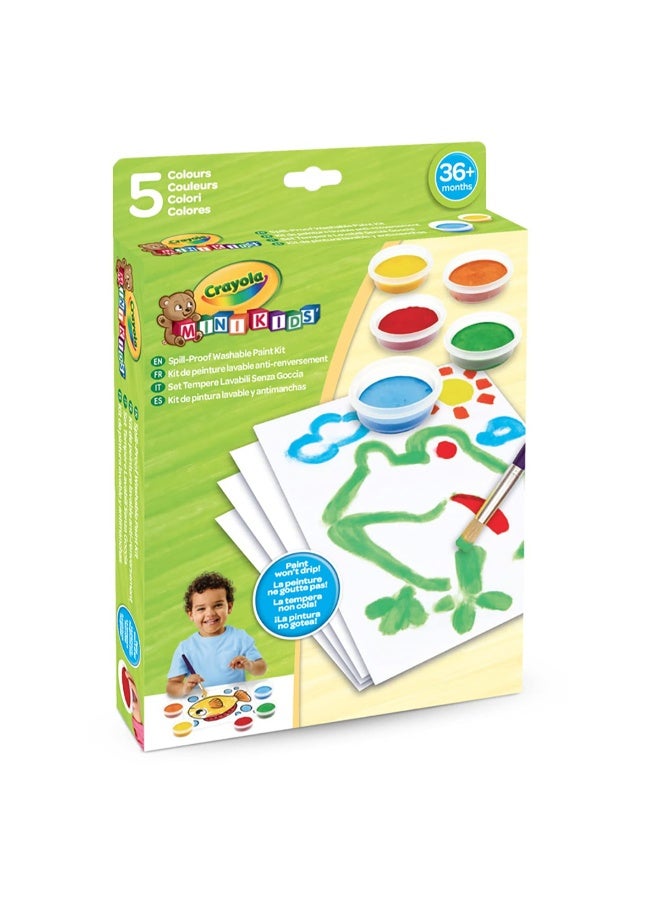 Crayola My First Spill-Proof Washable Paint Kit  – Less-Mess Semi-Solid Tempera Paint Set with 5 No-Drip Jars, Paintbrush, and 20 Activity Sheets for Toddlers (Ages 3+) - Image 5