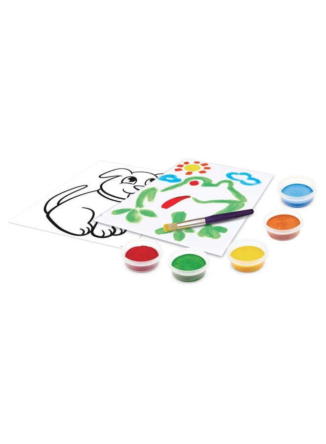 Crayola My First Spill-Proof Washable Paint Kit  – Less-Mess Semi-Solid Tempera Paint Set with 5 No-Drip Jars, Paintbrush, and 20 Activity Sheets for Toddlers (Ages 3+) - Image 4