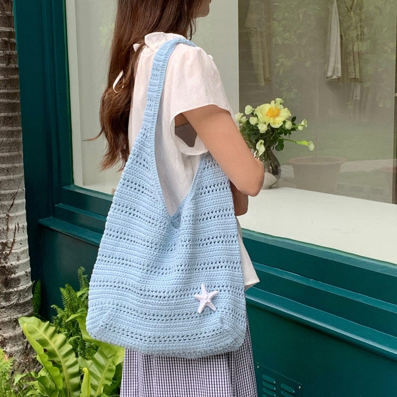 Star Woven Crochet Crossbody Bag Large Capacity - Image 3