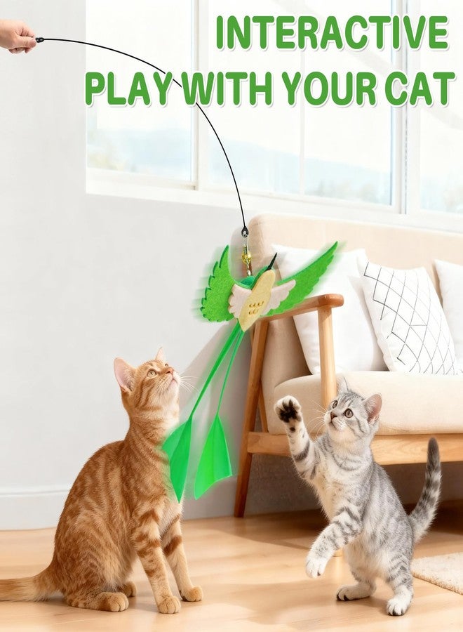 Walfront Interactive Cat Wand Toy with Green Long-Tail Bird Attachment, With Stable Base for Indoor Cats & Multi-Cat Homes, Hands-Free Self-Play Enrichment Toy for Energetic, Curious Kittens & Adult Cats - Image 4