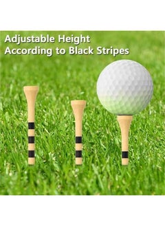 Generic Assorted 3 1/4 Inch Striped Wooden Golf Tees, 100 Count, Durable Colorful Bamboo, Gifts for Men and Women in 8 Colors - Black, Purple, Blue, Yellow, Pink, Red, Orange, Wood  - Image 3