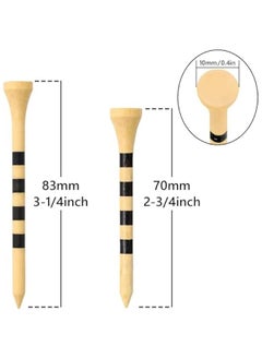 Generic Assorted 3 1/4 Inch Striped Wooden Golf Tees, 100 Count, Durable Colorful Bamboo, Gifts for Men and Women in 8 Colors - Black, Purple, Blue, Yellow, Pink, Red, Orange, Wood  - Image 4