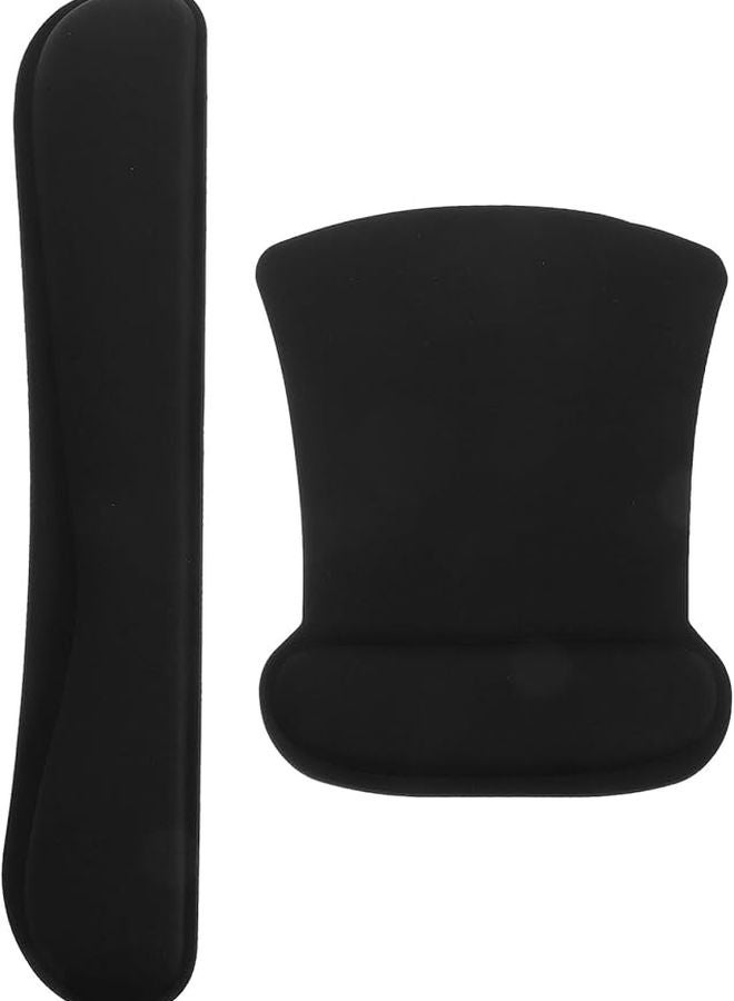 Memory Foam Keyboard and Mouse Wrist Rest Set Ergonomic Non Slip Support Pads Black - Image 1