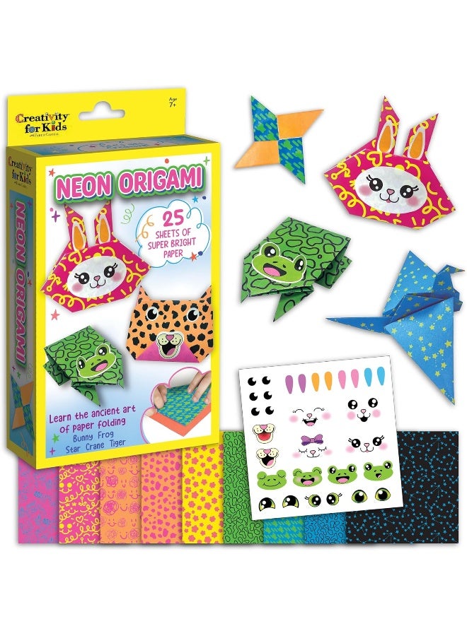 Creativity for Kids Neon Origami Mini Kit: 25 Origami Papers, Christmas Gifts and Toys for Boys, Origami Kit Arts and Crafts for Kids, Kids Easter Basket Stuffers and Small Gifts (Ages 7+) - Image 1