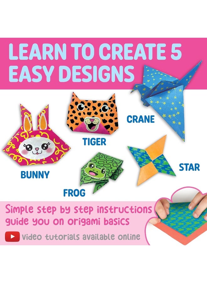 Creativity for Kids Neon Origami Mini Kit: 25 Origami Papers, Christmas Gifts and Toys for Boys, Origami Kit Arts and Crafts for Kids, Kids Easter Basket Stuffers and Small Gifts (Ages 7+) - Image 4