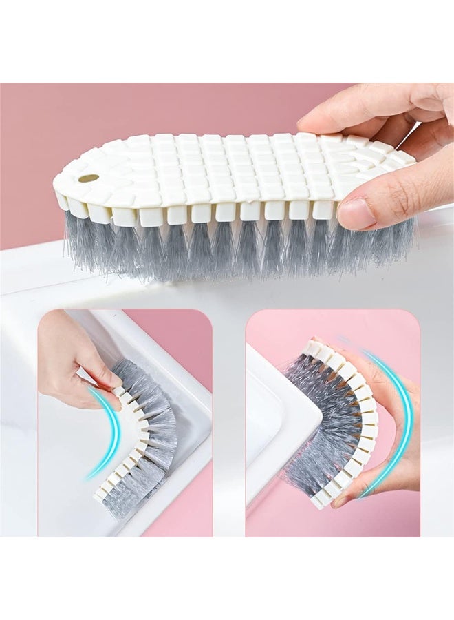 فرشاة تنظيف متعددة الأغراض – للمطبخ والحمام والأرضيات، فرشاة قابلة للانحناء لغسل الأحواض والأرضيات، أداة فرك للحمام – أبيض - Image 4