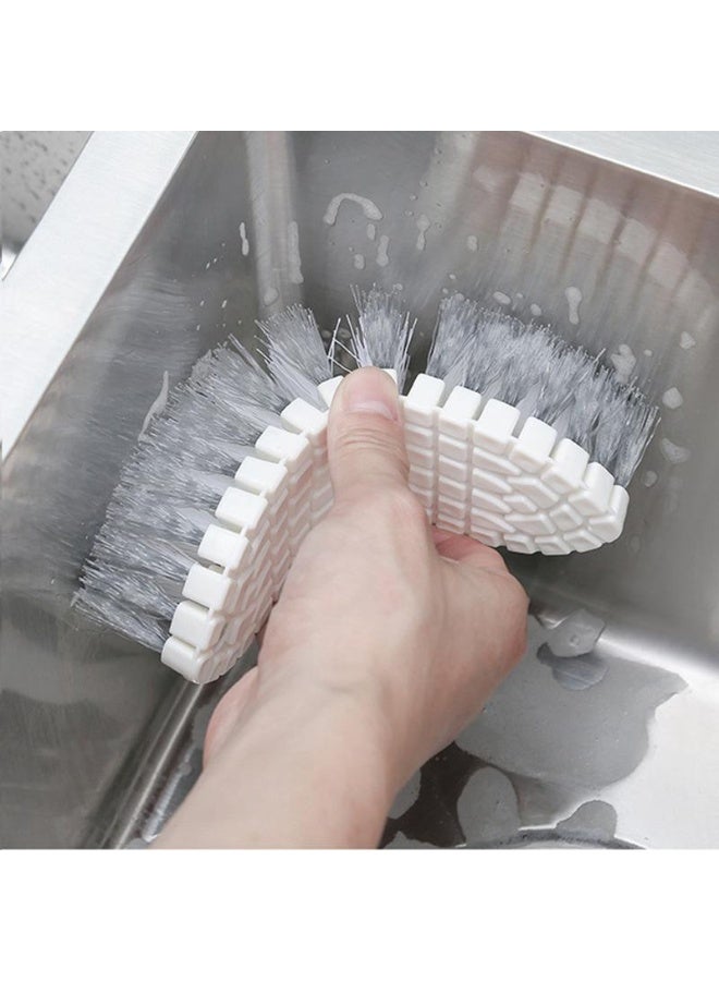 فرشاة تنظيف متعددة الأغراض – للمطبخ والحمام والأرضيات، فرشاة قابلة للانحناء لغسل الأحواض والأرضيات، أداة فرك للحمام – أبيض - Image 1