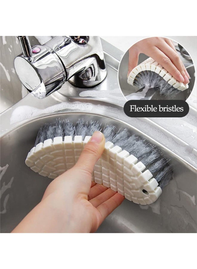 فرشاة تنظيف متعددة الأغراض – للمطبخ والحمام والأرضيات، فرشاة قابلة للانحناء لغسل الأحواض والأرضيات، أداة فرك للحمام – أبيض - Image 5