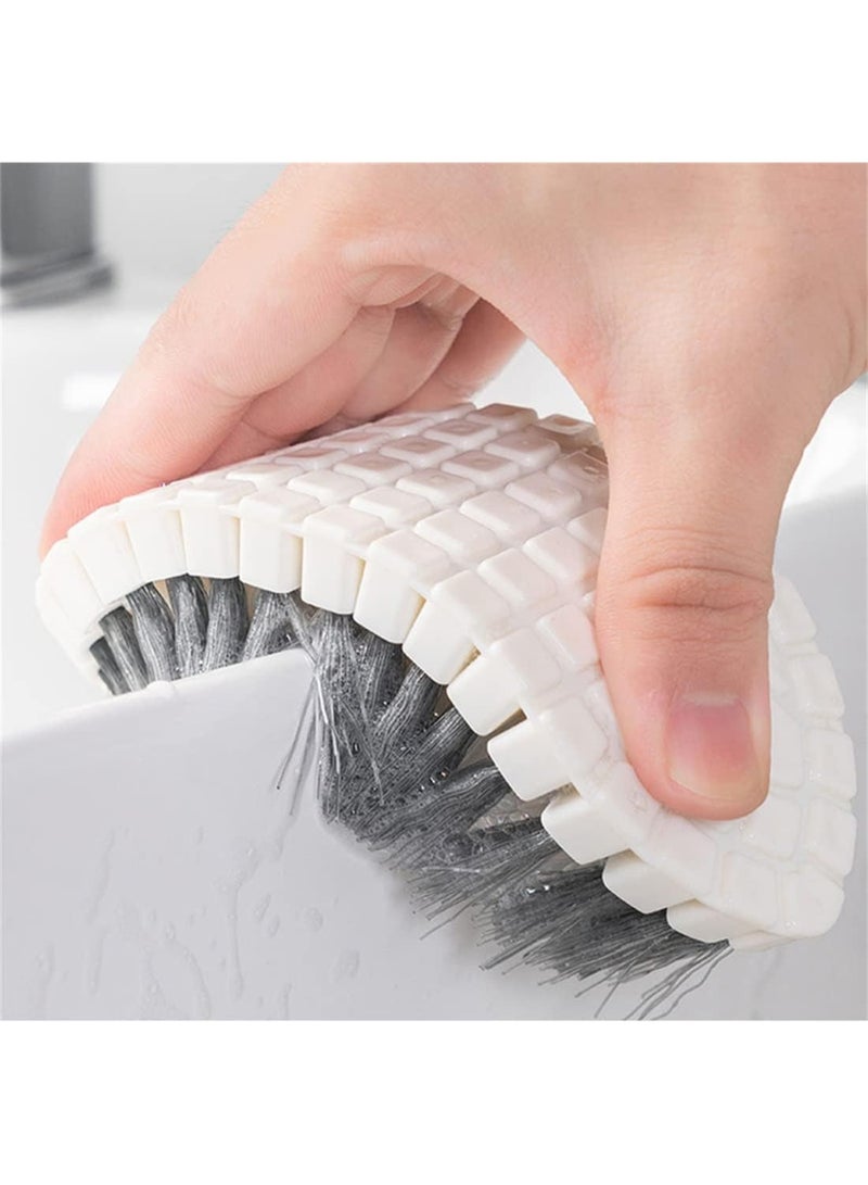 فرشاة تنظيف متعددة الأغراض – للمطبخ والحمام والأرضيات، فرشاة قابلة للانحناء لغسل الأحواض والأرضيات، أداة فرك للحمام – أبيض - Image 2