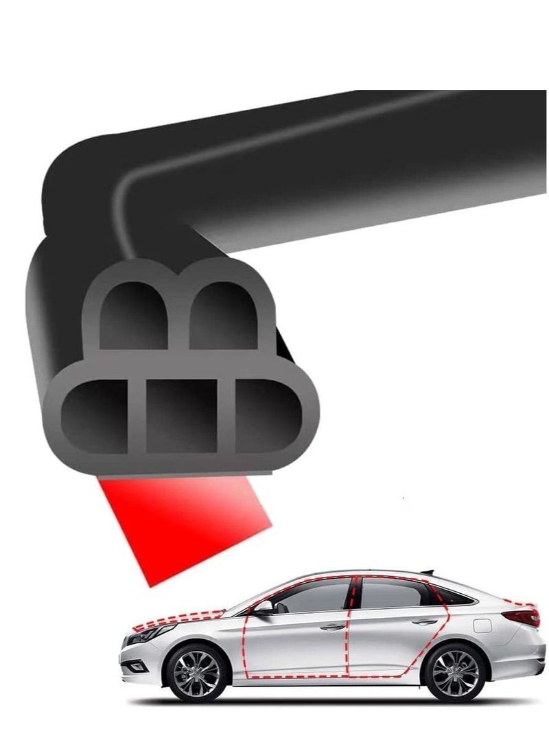 SYOSI Car Door Rubber Seal Strip Weather Stripping Double Layer 5 Holes Universal Self Adhesive Auto Soundproofing Weatherstrip for Tailgate 5M - Image 1