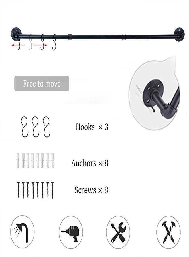 WuGeShop Industrial Pipe Towel Bar Rack, 50.4 Inch Black Towel Rod with 3 Hooks, Wall Mount Bath Towel Rack Holder, Rustic Bathroom Hardware Towel Bar Accessory - Image 5