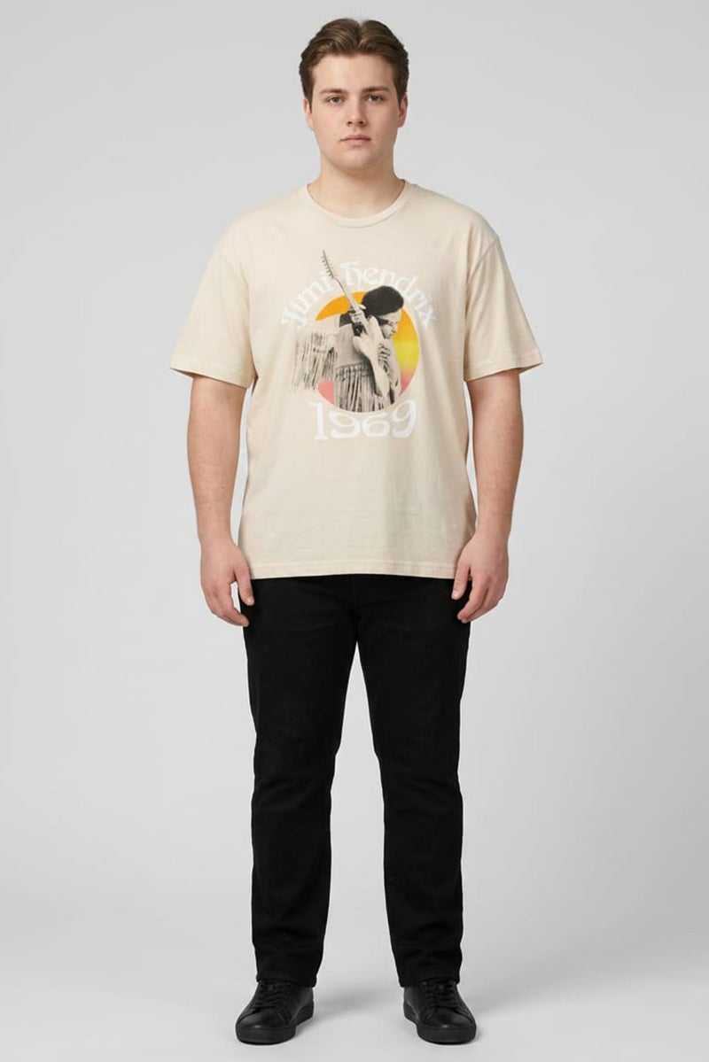 GAP Men Crew Neck Short Sleeves Graphic Print T-Shirt, Beige - Image 2