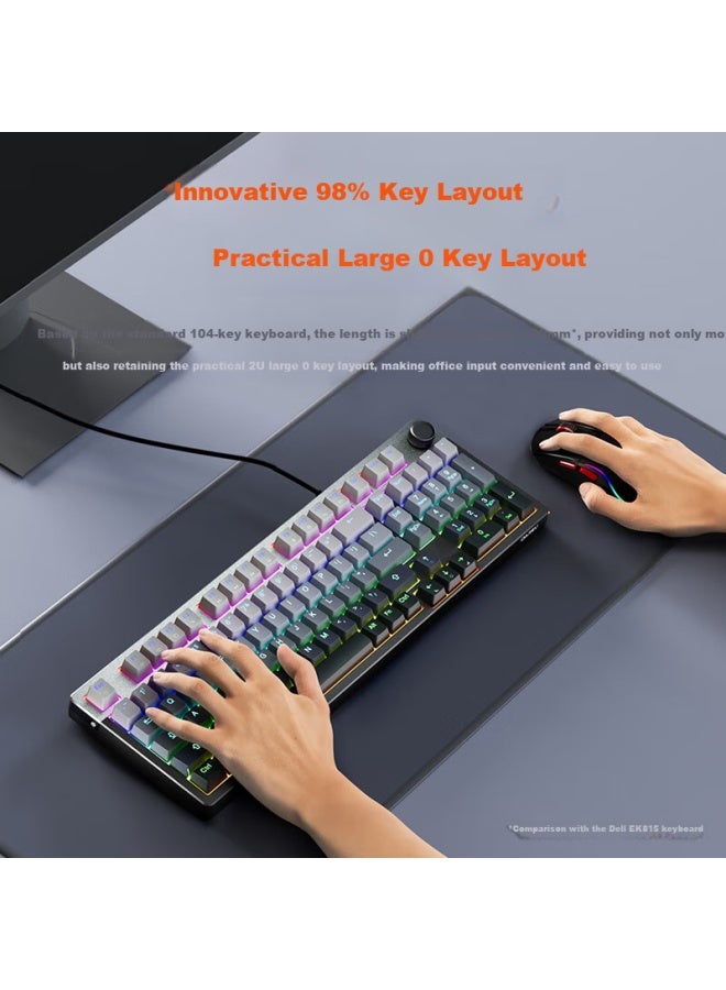 Daryo Dareu Ek815pro Mechanical Keyboard, Wired Gaming Keyboard With 98-key Layout, Multimedia K, Full Key Anti-ghosting, Backlit Gradient Keycaps, White Blue - Crispy Boba Switch - Image 2