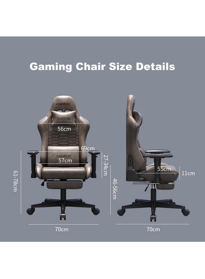 MONOGUE Gaming Chair Luxury Vintage Leather  with Footrest - 360° Rotation and Adjustable Armrests - Image 2
