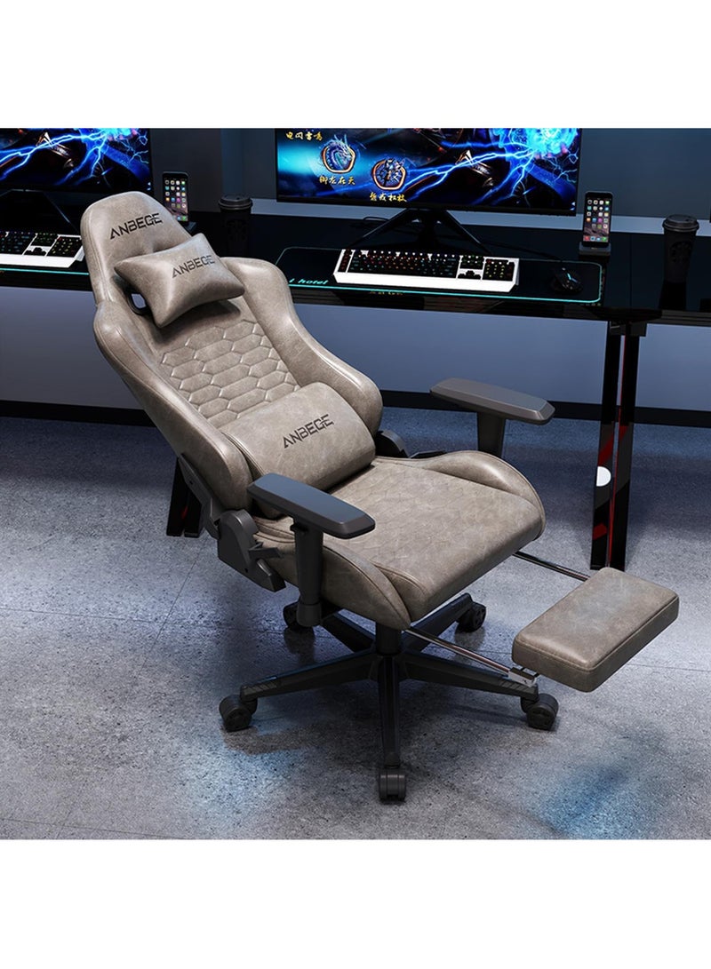 MONOGUE Gaming Chair Luxury Vintage Leather  with Footrest - 360° Rotation and Adjustable Armrests - Image 3
