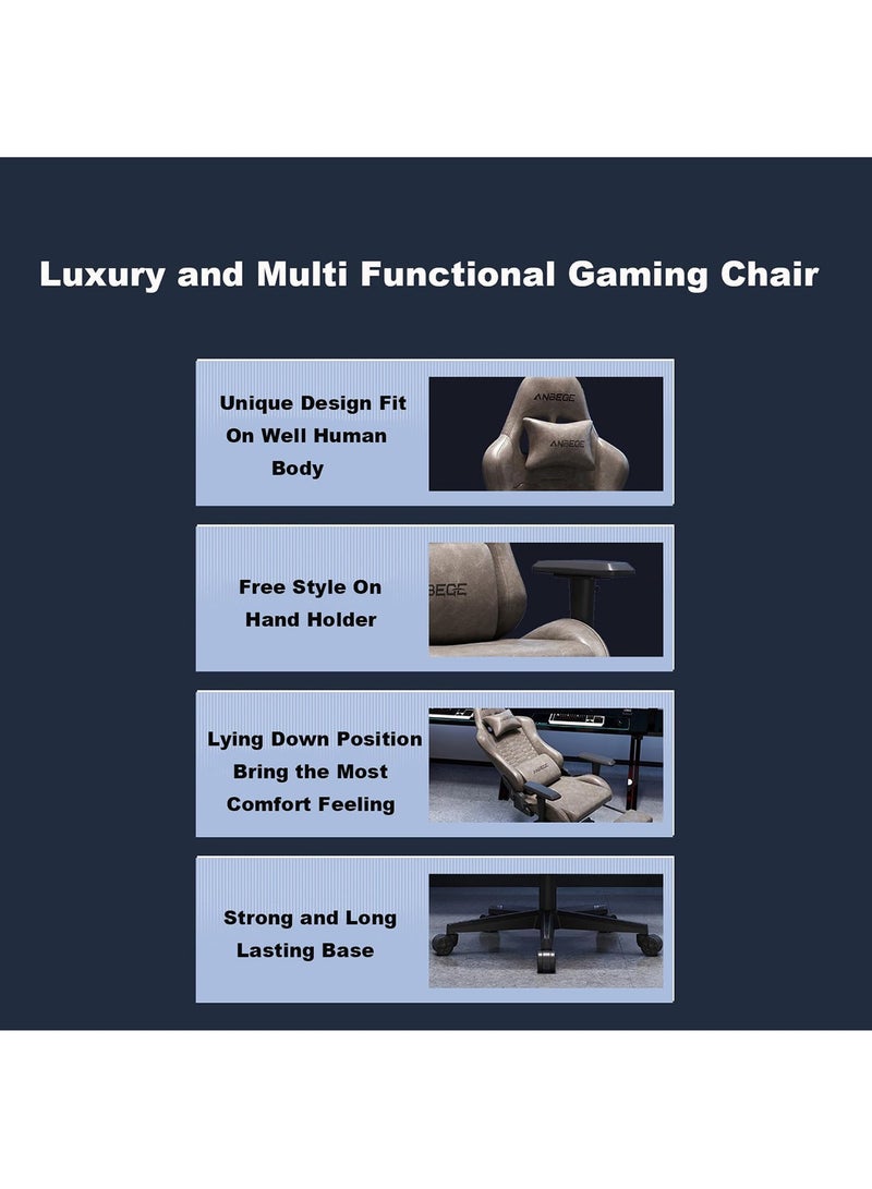 MONOGUE Gaming Chair Luxury Vintage Leather  with Footrest - 360° Rotation and Adjustable Armrests - Image 4