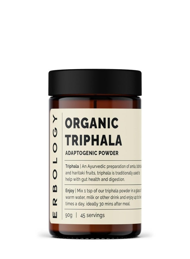 Erbology 100% Organic Triphala Powder 3.2 oz - 45 Servings - Ayurvedic Blend of Amla, Haritaki & Bibhitaki - Gut Health - Straight from Farm in India - Raw, Vegan and Gluten-Free - Non-GMO - Image 1