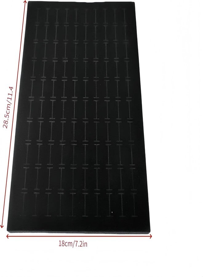 كون مجموعة كاون من 5 قطع من حشوات صواني عرض الخواتم - 100 فتحة لكل منها، سجادات تنظيم مجوهرات من الإسفنج المخملي | سعة 500 خاتم | حشوات قابلة للتكديس لصناديق المجوهرات للخواتم والأقراط والدبابيس | أسود - Image 2