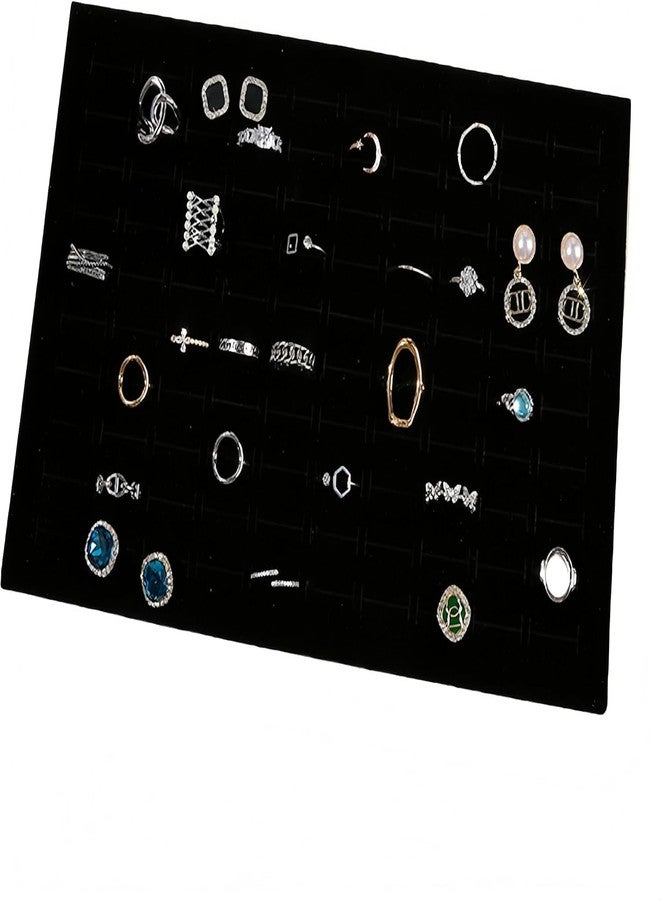 كون مجموعة كاون من 5 قطع من حشوات صواني عرض الخواتم - 100 فتحة لكل منها، سجادات تنظيم مجوهرات من الإسفنج المخملي | سعة 500 خاتم | حشوات قابلة للتكديس لصناديق المجوهرات للخواتم والأقراط والدبابيس | أسود - Image 4