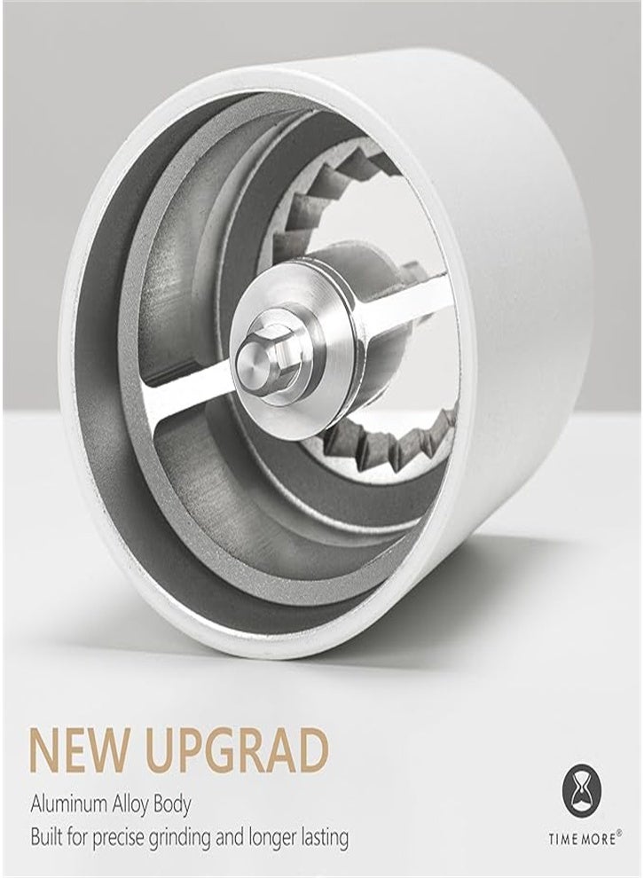 تايم مور مطحنة قهوة يدوية TIMEMORE C3S نسخة مطورة، قابلة للتعديل، مناسبة للسفر والتخييم والاستخدام المنزلي باللون الأبيض - Image 5